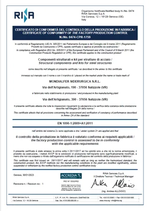 Certificazione 1090 Salizzole